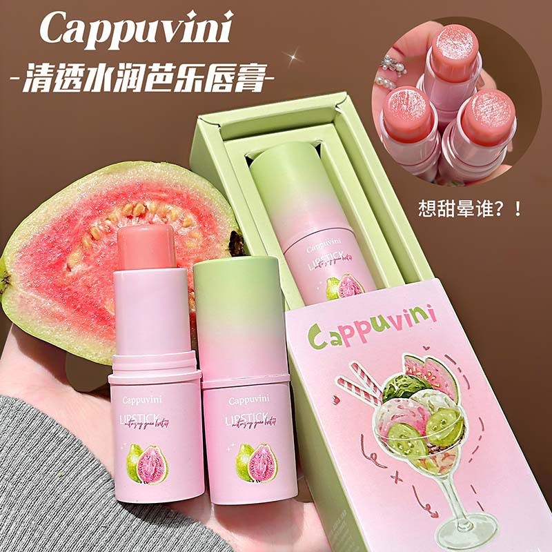 CAPPUVINI Ice Permeable Moisturizing Guava ลิปสติก Moisturizing Lip Balm Anti-Drying Fade Lip Lines 