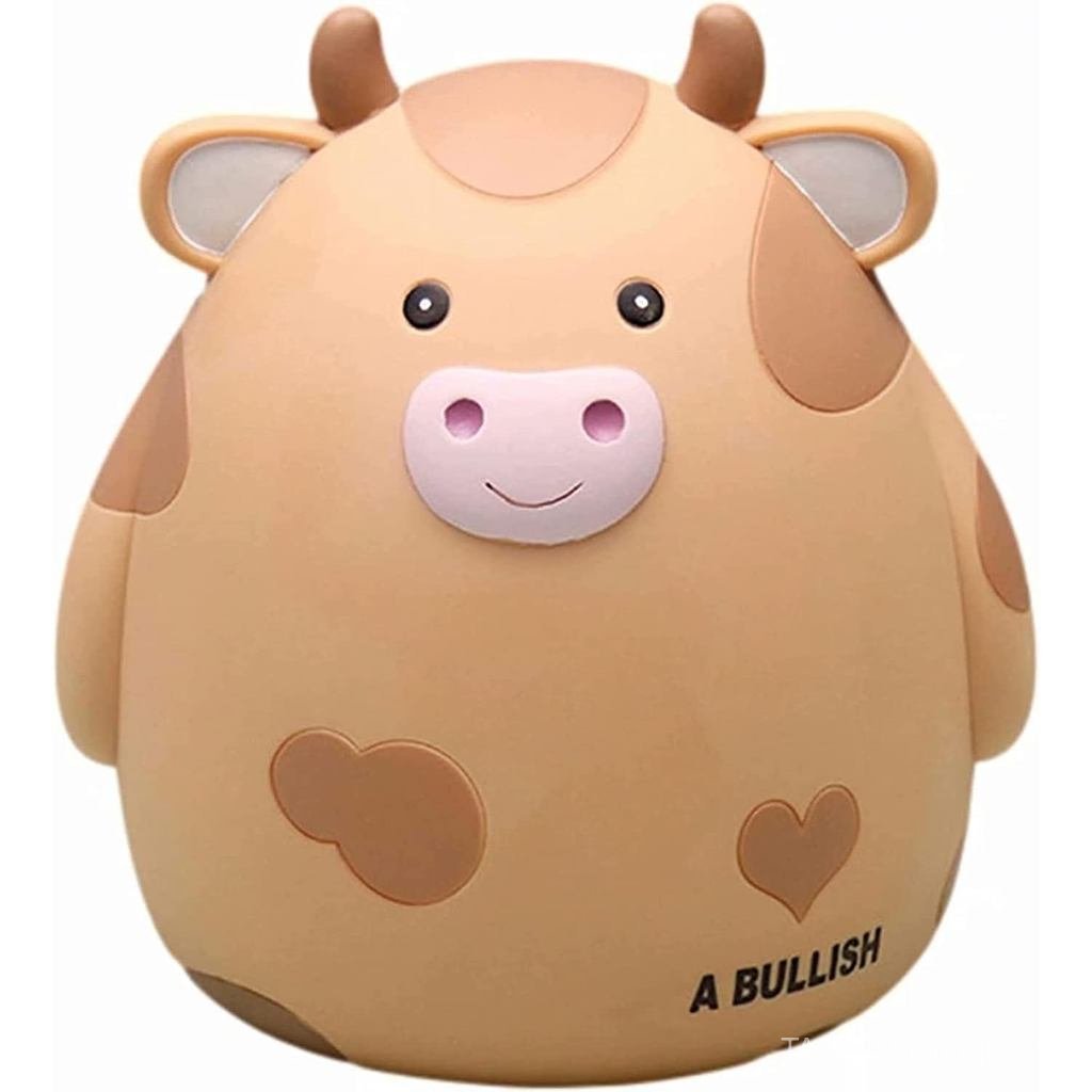 H&W Cow Piggy Bank, Unbreakable Coin Box for Kids, Cute Animal Money Bank Birthday for Boys Girls,Co