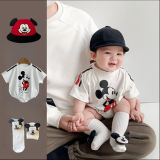 Disney Mickey Mouse Clothes ทารกแรกเกิด เด็กชาย ฤดูร้อน ผ้าฝ…