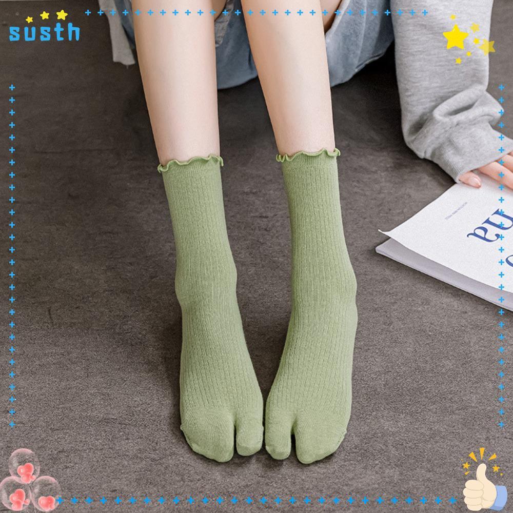 ถุงเท้าแยกนิ้ว.Tabi Sox สำหรับผู้หญิง ดีไซน์ขอบแอปริคอท สบายและสวมใส่ง่าย คุณภาพเยี่ยม