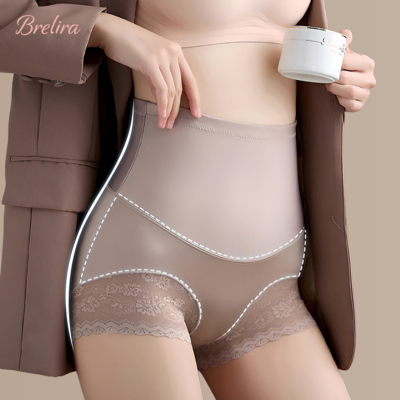 『Brelira』ไร้รอยต่อ ลูกไม้ กางเกงกระชับสัดส่วน การบีบอัดสองเท่า กระชับหน้าท้องและยกสะโพก รูปร่าง กางเกงยกก้น ระบายอากาศได้ บาง กางเกงควบคุมหน้าท้อง
