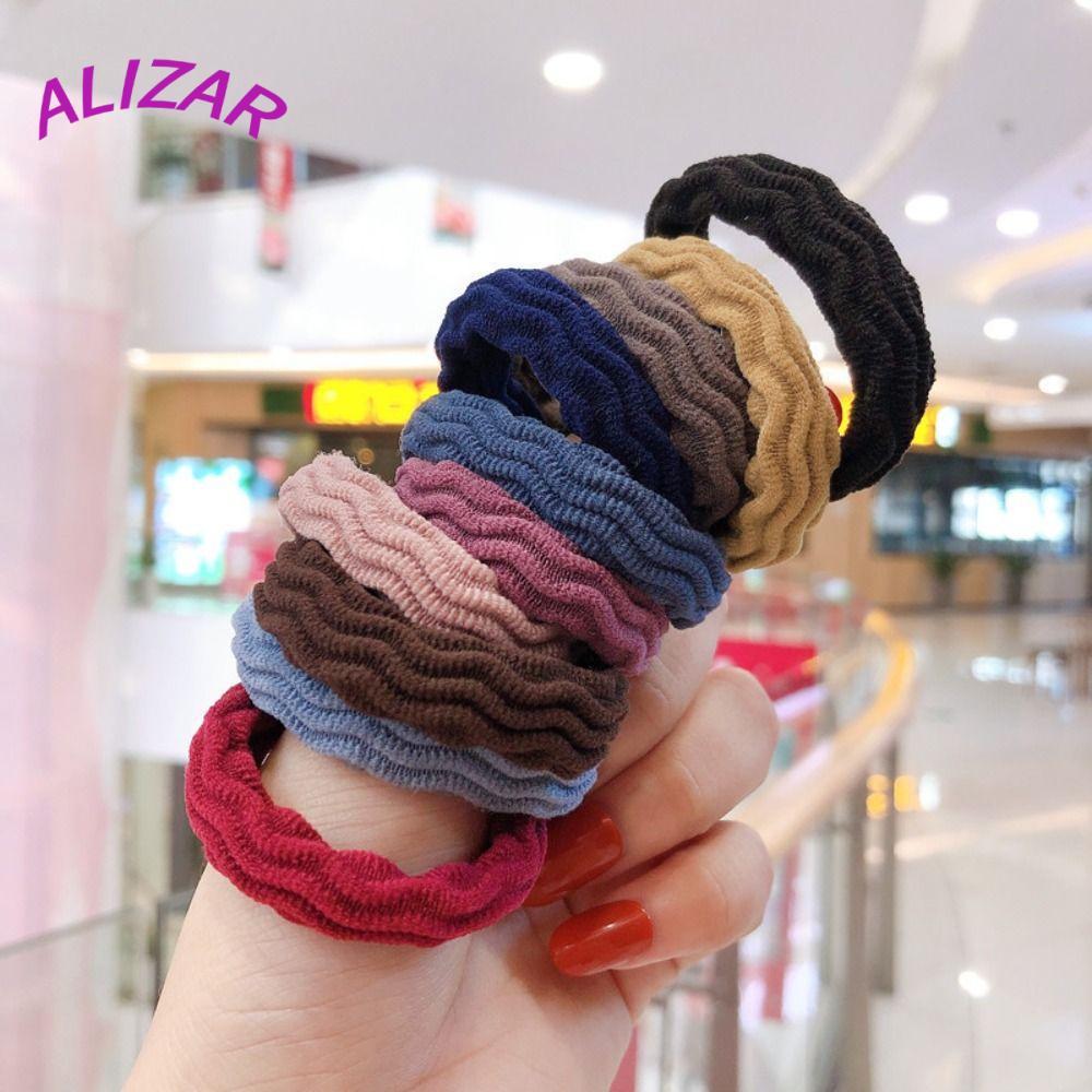 ALIZAR 10 ชิ้น ยางรัดผมหนา สีทึบ อุปกรณ์เสริมผม Scrunchie สําหรับหางม้า ผู้หญิง