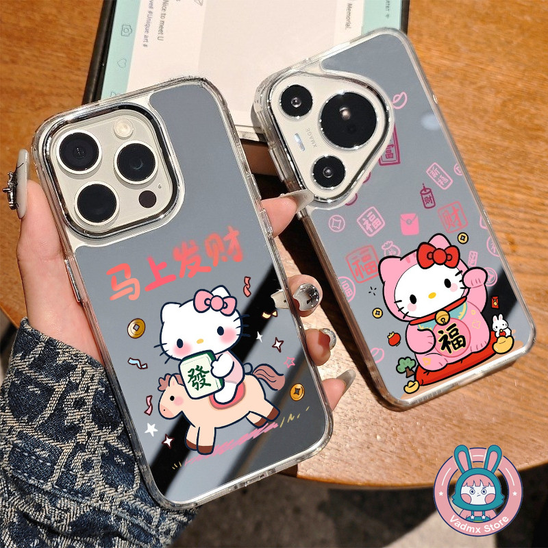 การ์ตูน Kitty Cat กระจกสําหรับ Realme GT 8 7 5 Pro 3 Neo 7X 7 6 5 SE 240W V70 V60 V60S V23 V23i 5G P