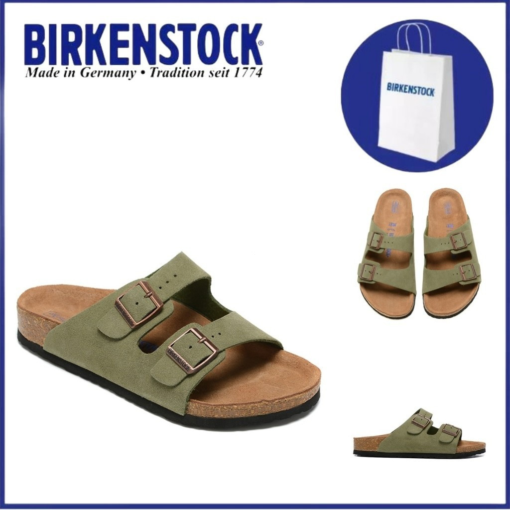 กล่องกล่อง+ถุงกระดาษ BK สินค้าคงคลัง Blue Character Germany Cork Ladies Sandals Size 35-46 Grass Gre