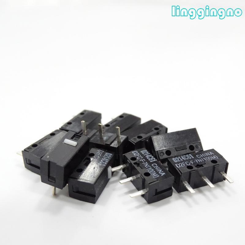 RR 2 10 ชิ้น Micro Hot D2FC-F-7N 100M เม้าส์ Micro Switches ปุ่มเม้าส์ Fretting สวิทช์ 3Pin 0 74N 10