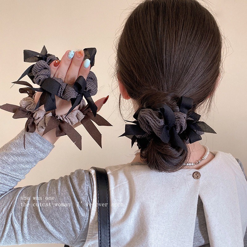 ตัวหัองผมสไตล์เกาหลี Scrunchie กับตาข่าย สำหรับผู้หญิง