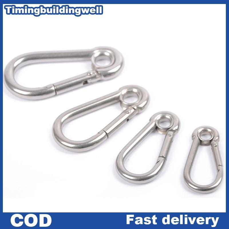 Twth M4 M5 M6 M7 M8 สแตนเลส Carabiner Carbine Snap Hook พร้อมตาไก่สปริงหัวเข็มขัดแหวน QDD