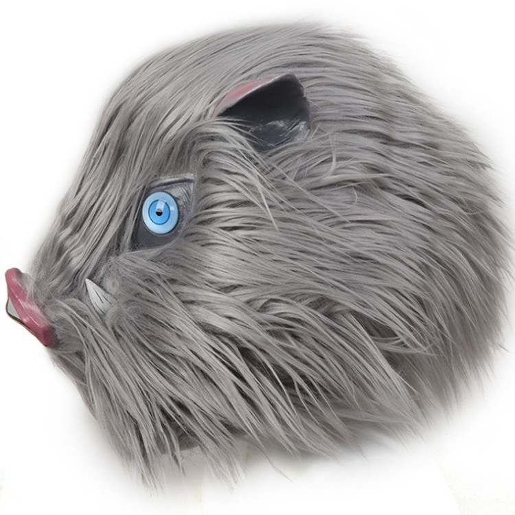 Demon Slayer Mask Mouth Flat Inosuke Plush Pig Head Latex Head ฮาโลวีน Anime Demon Slayer z1.14