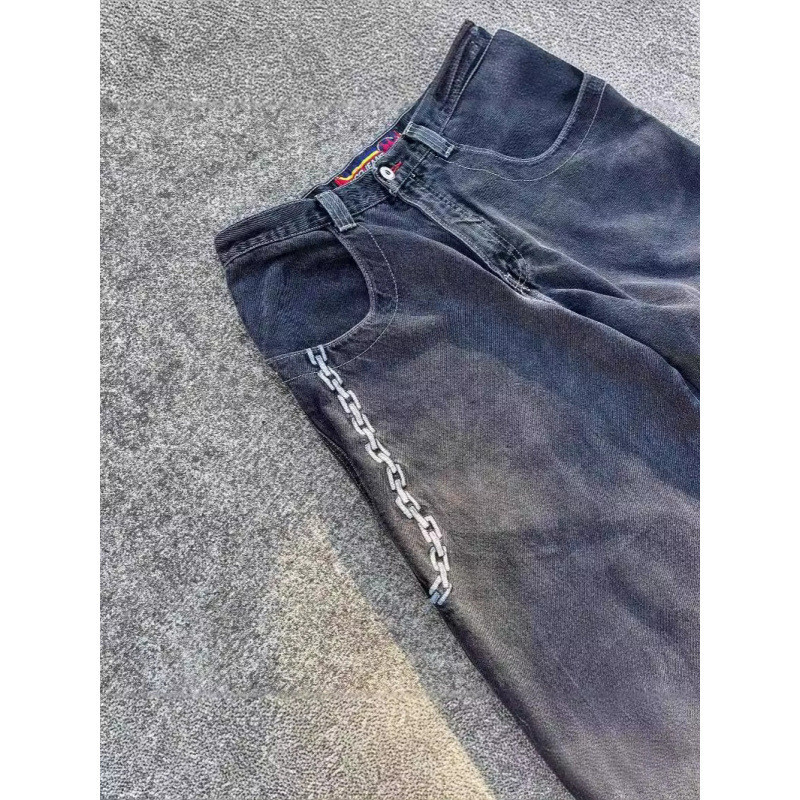 JNCO American Retro Street Hip-Hop กางเกงยีนส์ตรงผู้ชายแฟชั่น Casual All-Match ล้างกางเกงยีนส์202512