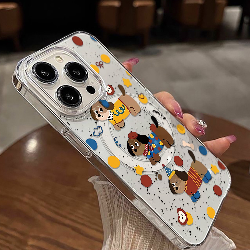 เคสไอโฟน For iPhone 17 11 13 16 12 14 15 Pro Max 13Pro สำหรับ iPhone 11 17Air ลูกสุนัขน่ารัก เคสใสชาร์จไร้สายแบบแม่เหล็ก - รูปที่ 4