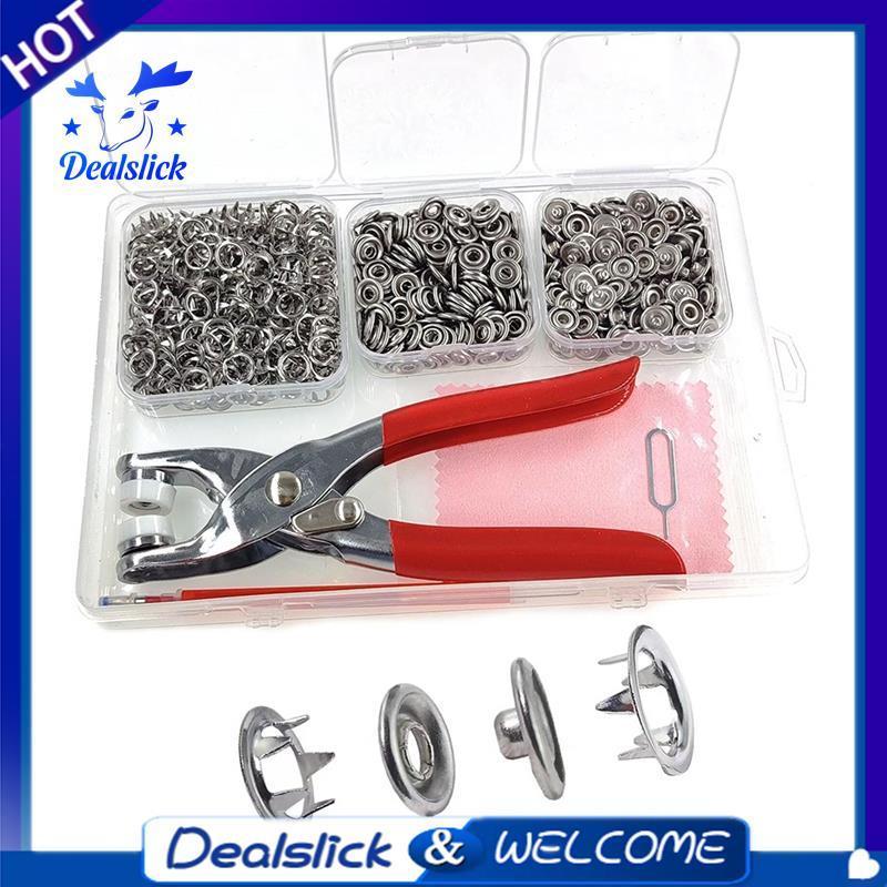 Snap Fasteners Kit 200 ชุด, 9.5 มม.ผ้า Snaps เสื้อผ้า Snaps ไม่มีเย็บ, สแตนเลสปุ่ม Snaps พร้อมคีม Sn