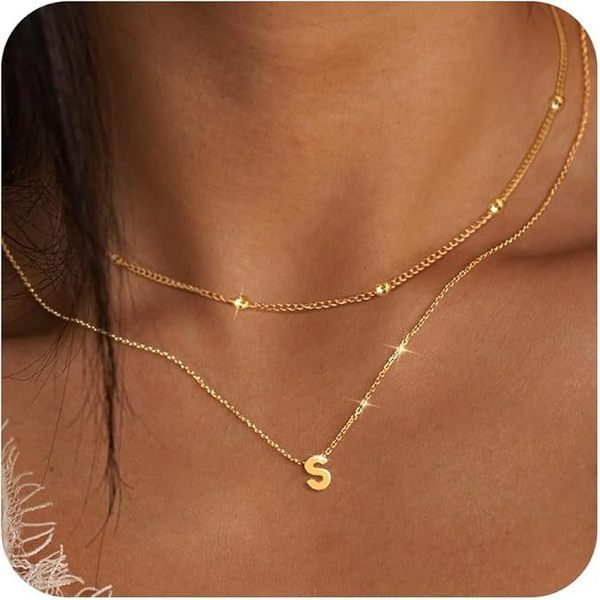 สร้อยคอ สร้อยคอมuti-layered สไตล์สั้น 14K Gold-Plated ยอดนิยมจากยุโรปและสหรัฐ