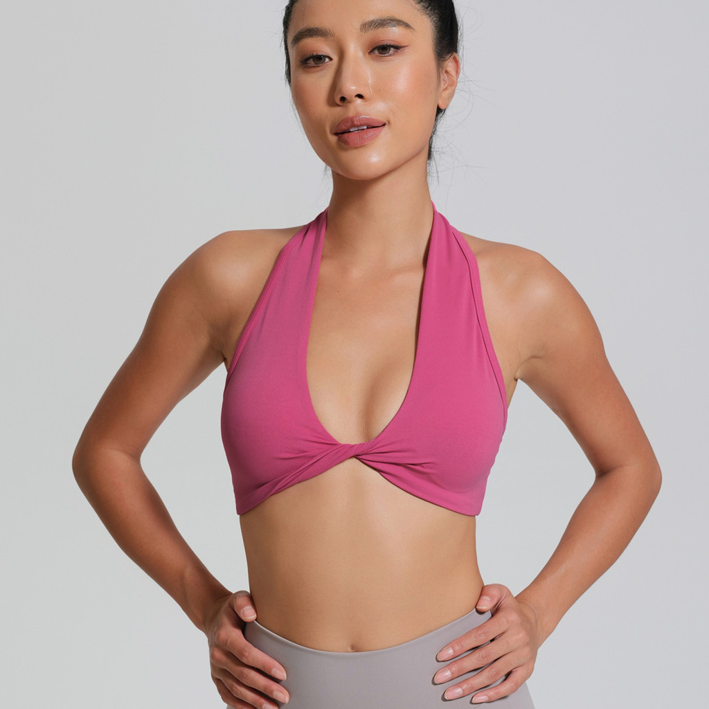 AnranSports Bra Deep V Cross Kink Sexy Halter Backless Yoga Pilates