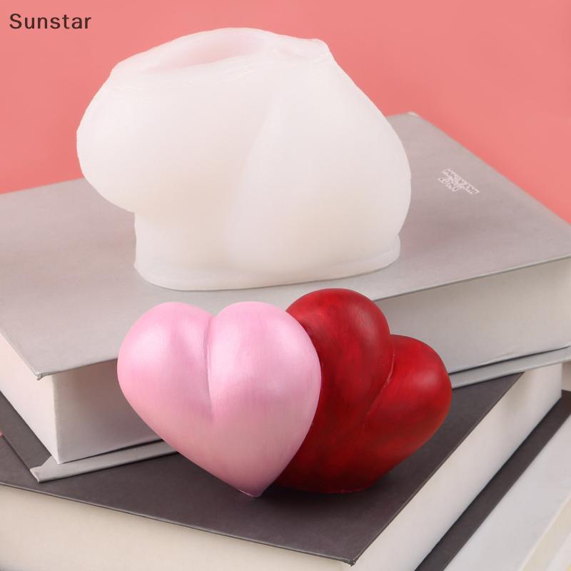 Sunstar แม่พิมพ์ซิลิโคนวันวาเลนไทน์ตารางเส้นด้ายหัวใจพื้นผิวหัวใจน้ํามันหอมระเหยเทียนพลาสเตอร์ Mould