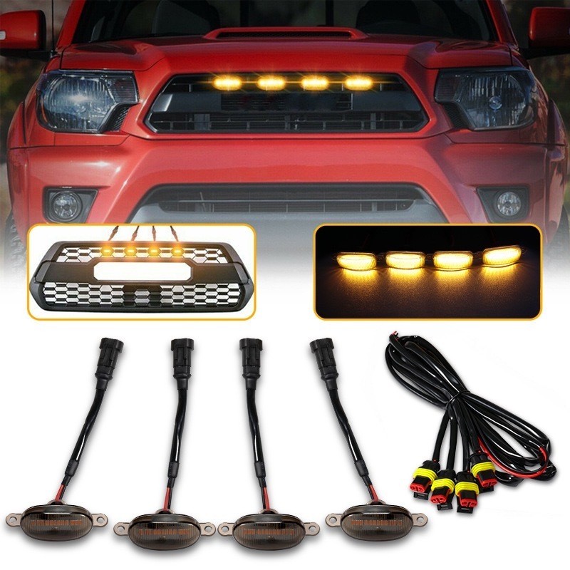 ไฟ LED กระจังหน้า 4/5/6 ดวง สีเหลืองอำพัน/ขาว ติดตั้งง่าย เหมาะกับ Ford Toyota และรถออฟโรด