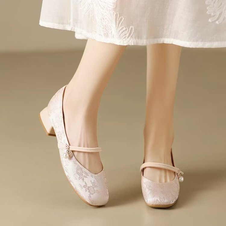 Fancylee รองเท้า Jacquard ลูกไม้ฝรั่งเศส - ส้นหนา รูปที่ 7