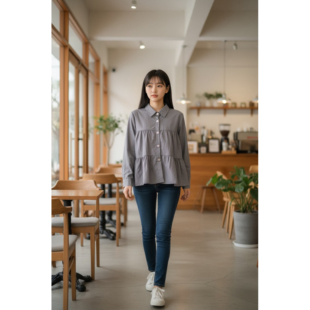 Tq88indonesia Modern Womens Blouse / MITHA BLOUSE Long Sleeve Ruffles / เสื้อเบลาส์ล่าสุด