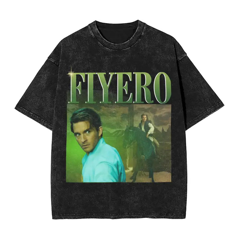 Fiyero Tigelaar Jonathan Bailey Washed T-Shirt สไตล์Streetwear ผลิตจากผ้าฝ้าย100% เหมาะสำหรับทั้งผู้