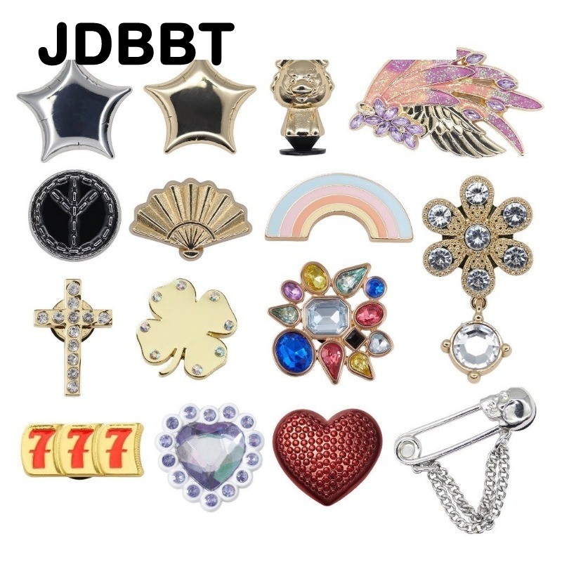 JDBBT CHARMS รองเท้าดอกไม้รูอุปกรณ์เสริมรองเท้าตกแต่งโลหะเพชร Love Butterfly Wings Series หัวเข็มขัด