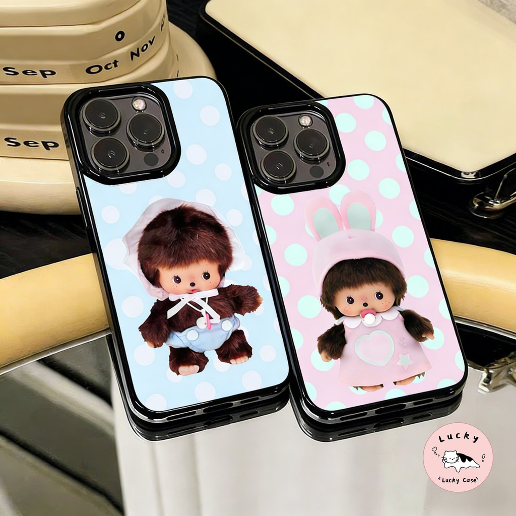 เคสไอโฟน13 เคสเงาน่ารัก มอนชิชิ ลายจุดสี มสำหรับ IPhone 17 15 12 11 16 13 14 Pro Max 7 8 16 15 Plus X XR
