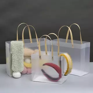 Gift Box Home ถุงด้านกึ่งโปร่งแสง PVC ใส แข็งแรง 50 ชิ้น ราคาส่ง เหมาะสำหรับงานเลี้ยง งานแต่ง วันเกิด ห่อขนมลูกอม ใ