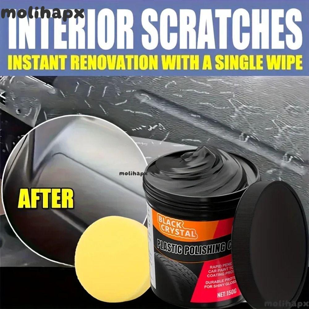 MOLIH 1 ชุดพลาสติก Trim Restorer, สีดํา Nano Enhanced ยางซ่อมวาง, 150g ซ่อมภายใน Faded Scratched Restorer สําหรับพลาสติกรถกันชน Dashboard