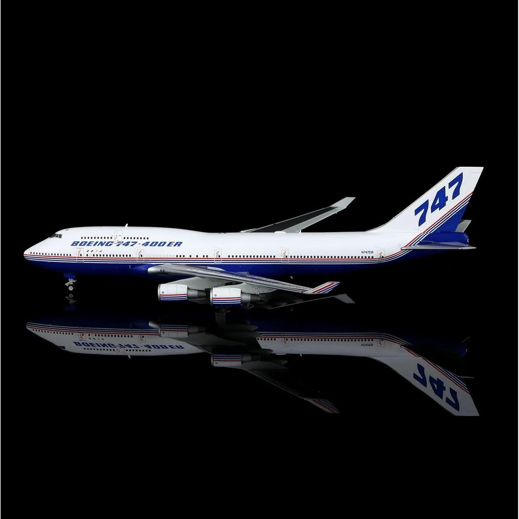 Hx Boeing Original Factory B747-400 N747ER 1: 400 โมเดลเครื่องบินโลหะผสมพร้อมวงเล็บรุ่นปีก