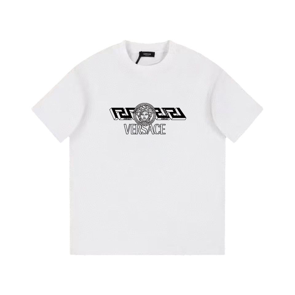 เสื้อยืดคอกลมแขนสั้น VERSACE ใหม่ สำหรับทั้งผู้ชายและผู้หญิง ไม่ต้องรีด
