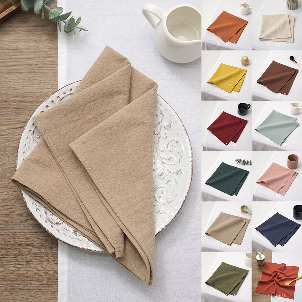 Cloth Napkins 40cm x 40cm Soft Plain Cotton Vintage Table Napkin for Rustic Dinner Home Thanksgiving