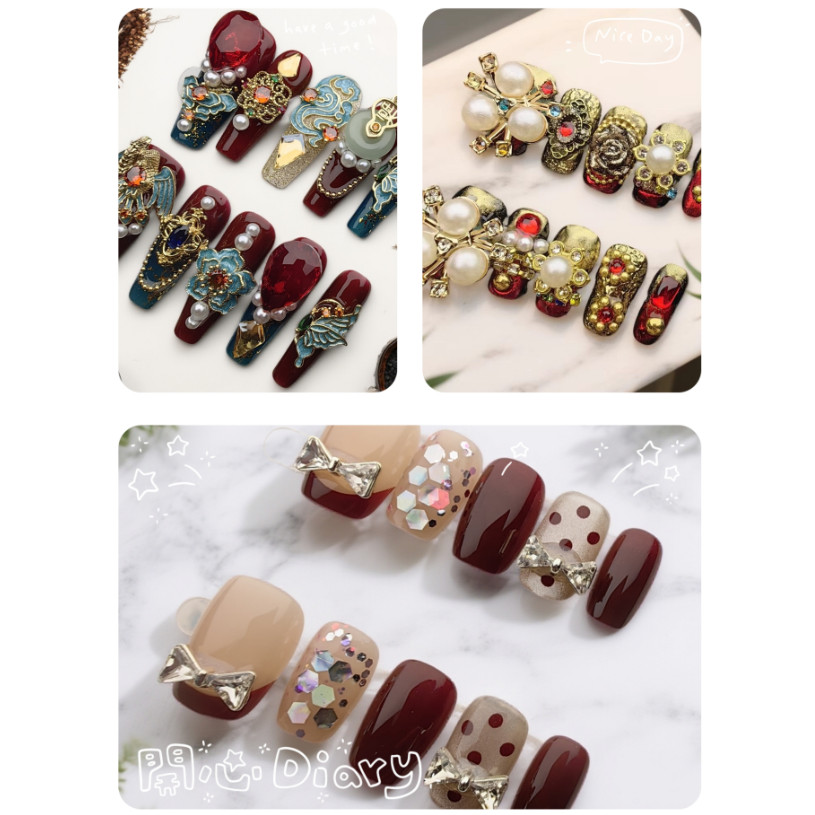 [Town Store Must-Have] Daily Wedding Must-Have Light Luxury Style ทําเล็บแบบใช้ซ้ําได้