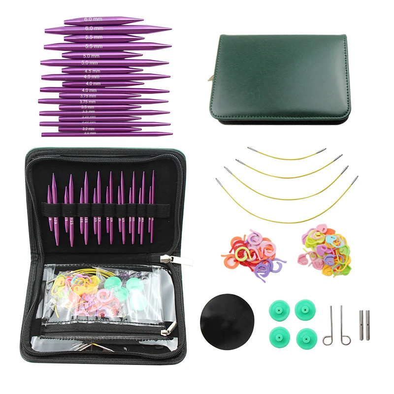 9Pairs/Set Knitting Needles Set Aluminium Removable Circular Needle Interchangeable Weaving Knitting