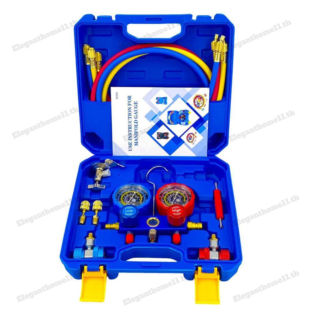 3 Way AC Manifold Gauge ชุด 1.2 M ท่อ AC Diagnostic Manifold Gauge ชุดเครื่องปรับอากาศ Manifold Gaug