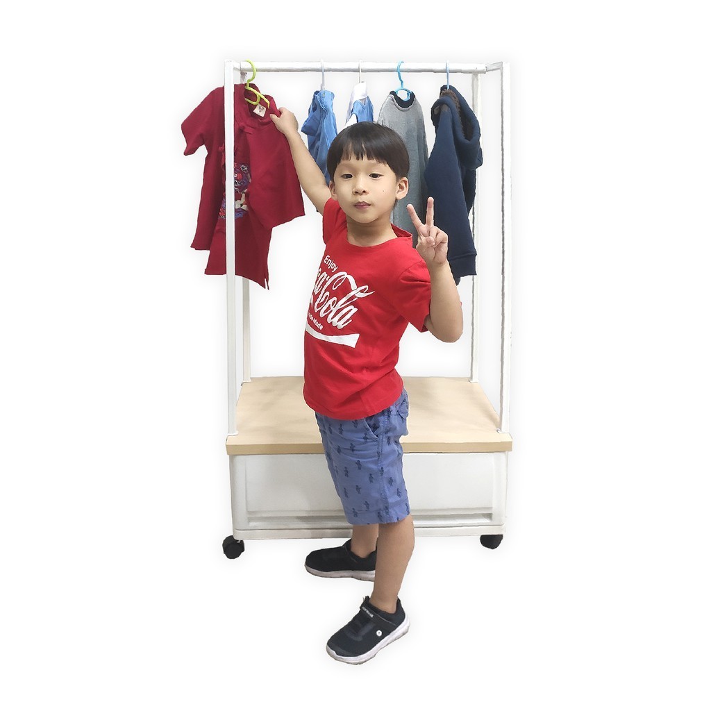 ออกใบกำกับภาษีได้ ส่งด่วน UP ราวแขวนเสื้อเด็กพร้อมลิ้นชั้นพลาสติก 1 ชั้น SUMO-KLOSET-KIDDY1 ประกอบสำ