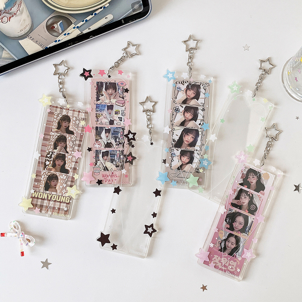Starry Life 4-Panel อะคริลิคผู้ถือบัตร Four Cut Mini Card Organizer Idol Display Pendan