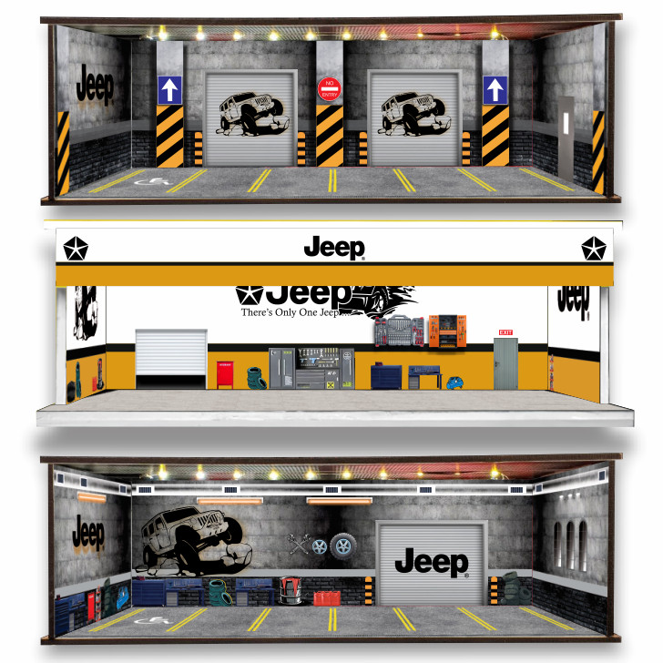 KRMK DIORAMA GARAGE 1:64 GARAGE JEEP พร้อม LED