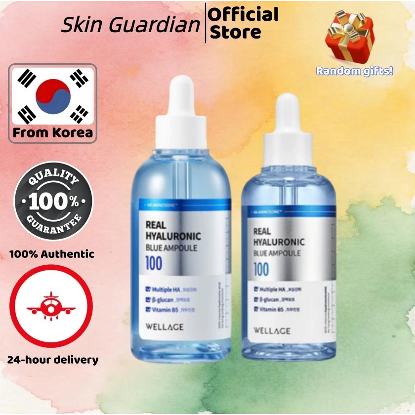 [Wellage] Real Hyaluronic Blue 100ml/Real Hyaluronic Blue Ampoule 75ml#Intensive Hydration#Barrier เสริมความแข็งแรง
