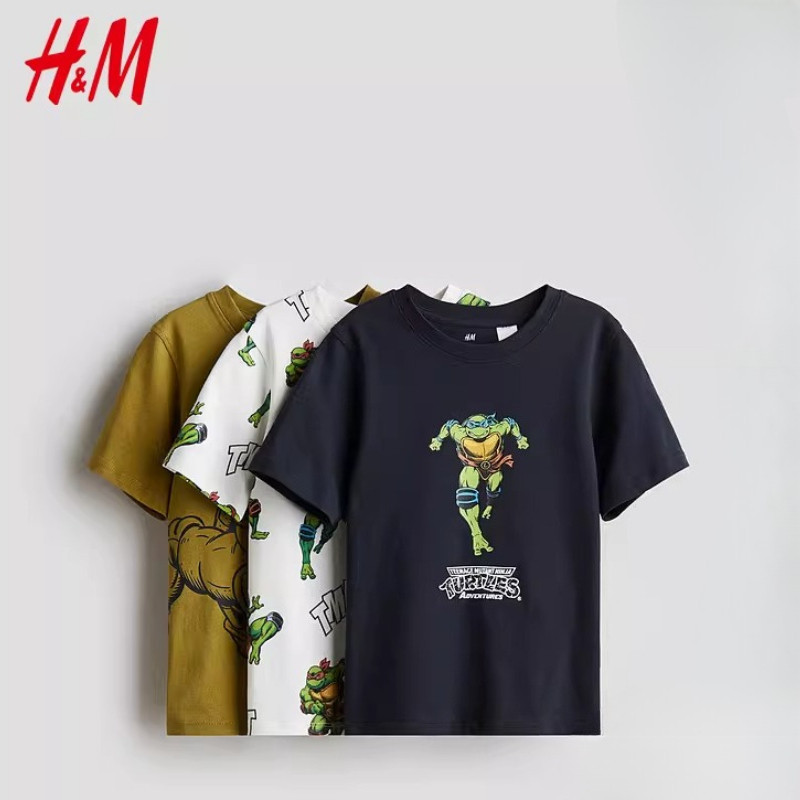 เสื้อยืดแขนสั้นคอกลม H&M พิมพ์ลาย Teenage Mutant Ninja Turtles สำหรับเด็ก