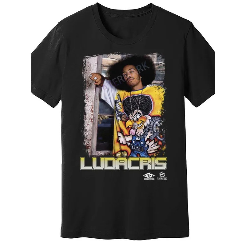 วินเทจ 2000s เสื้อยืดแขนสั้น Ludacris สำหรับผู้ชายและผู้หญิง 932725 สีดำ PR2