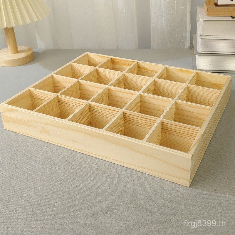 Daigou เดสก์ท็อปสแควร์ไม้ช่อง Nut ลูกปัดถาด One Piece Stall Multi-Grid ถาดกล่องเก็บคุณภาพตารางจริง C