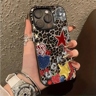 เคสไอโฟนลายเสือดาวผสมผสานดีไซน์สร้างสรรค์สำหรับ iPhone 7 8 11 15 12 13 14 16 PRO MAX PLUS XR X XS XS Max เคสแข็งด้านพรีเ