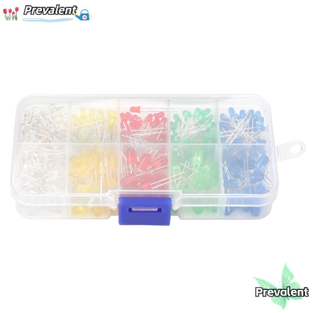 PREVALENT 350PCS ไฟ LED Emitting Diode, 3 มม.5 มม.5 สี LED Diode Assortment Kit, ทนทานกล่องเก็บ LED 