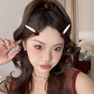 กิ๊บรักลายจุดสีแดงสำหรับผู้หญิง แบบไวท์เทนนิ่ง คลิปบิลเป็ด ระดับไฮเอนด์