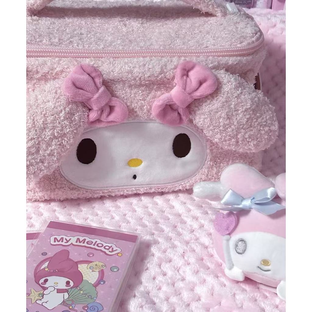 กระเป๋าเครื่องสําอางตุ๊กตา Sanrio Melody กระเป๋าเครื่องสําอางตุ๊กตา Melody ความจุขนาดใหญ่