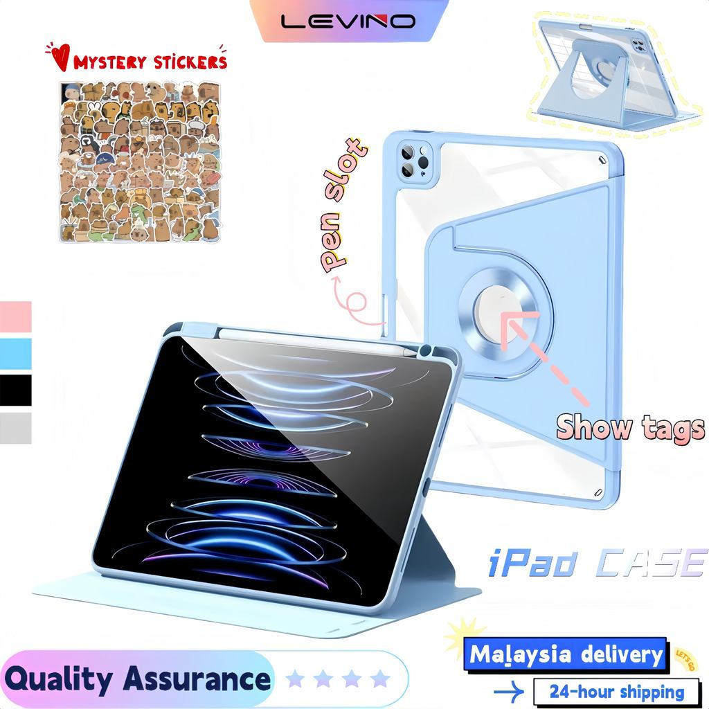 4 เคส iPad Air 7 Mz sh M2 Air13 Pro 11 12.ya พร้อมที่ใส่ดินสอ Air 5 h 4 10.ya 11th A16 10th 9th 8th 