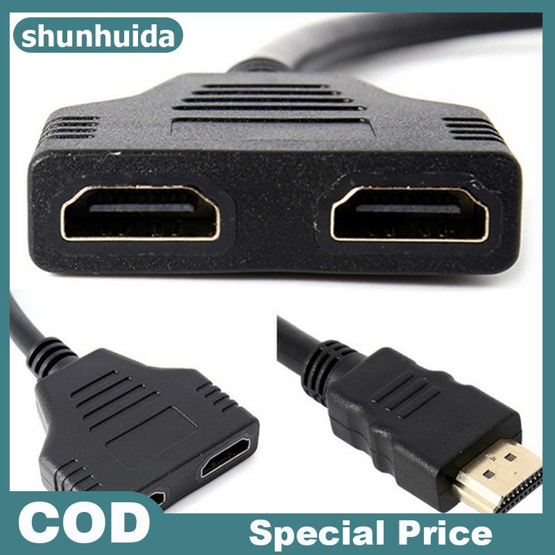 Shunhuida สายแยก HDMI Male to Dual HDMI 2 Female Y Splitter Adapter in HDMI HD LED VN