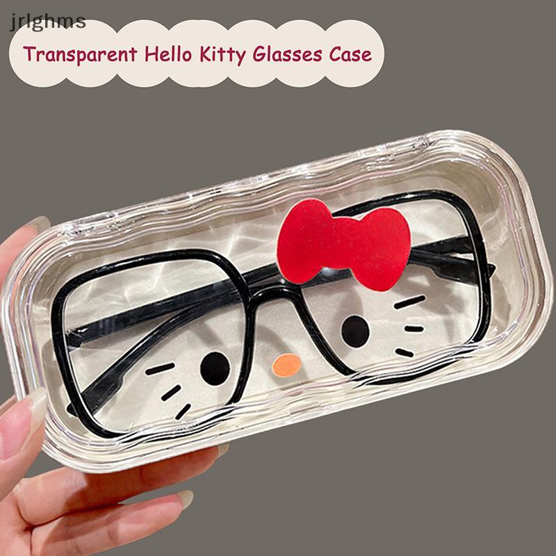 Jrlghms Kawaii Hello Kitty กล่องใส่แว่นตาโปร่งใส Sanrio pochacco กล่องเก็บแว่นกันแดดเดินทางพกพาของขวัญเด็กผู้หญิง th