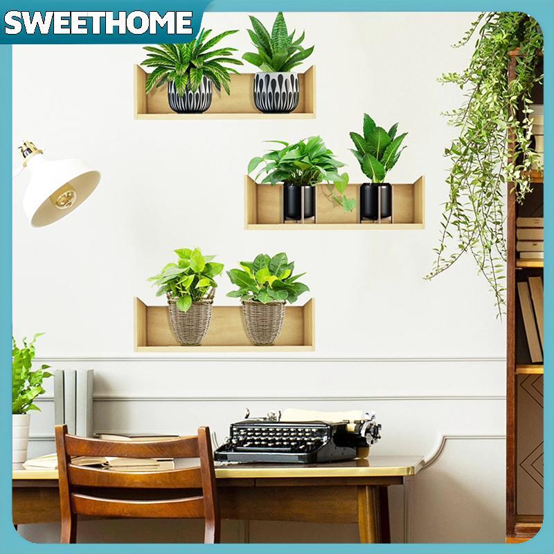 SWEETHOME จําลองพืชสีเขียวกระถางผนังวางห้องนั่งเล่นห้องนอนตกแต่งบ้านผนังวาง SWEETHOME