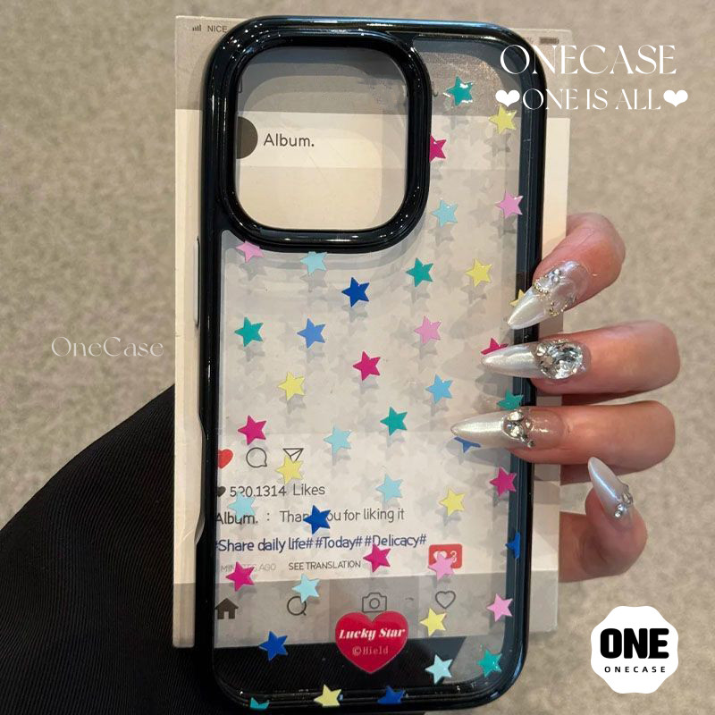 เเคสลายดาวสีสดใส สไตล์มินิมอล สำหรับ iPhone I17PROMAX I15PRO I13PRO I12 I11 I14 I16PLUS I16 I17 เคส เคสอะครีลิก