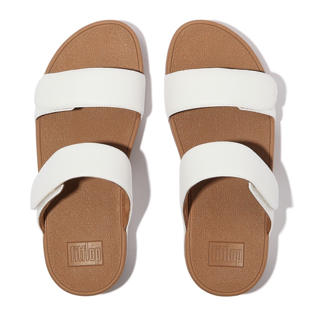FITFLOP LULU ADJUSTABLE LEATHER SLIDES รองเท้าแตะผู้หญิง รุ่น FV6-194  สี URBAN WHITE - รูปที่ 2