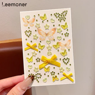 【Lemon】Hollow Star Heart Face Stickers Mesh Bow Rhinestone Creative Decals Eye Makeup Decoration-LN